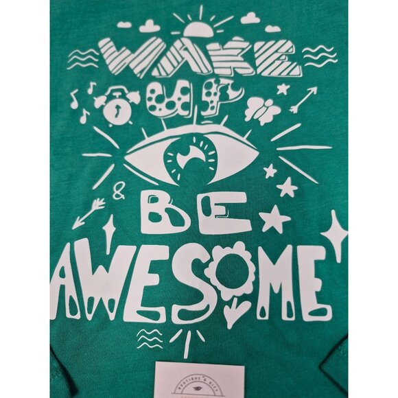 Toddler Boys & Girls Green Long Sleeve "Be Awesome" 6/7 T - Picture 2 of 5